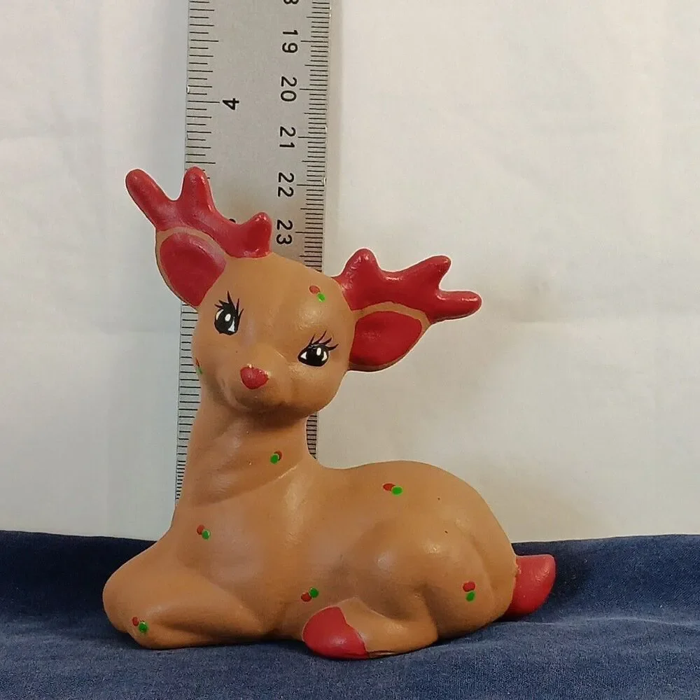Vintage Christmas Hand Painted Ceramic Reindeer Christmas Decoration Figurine